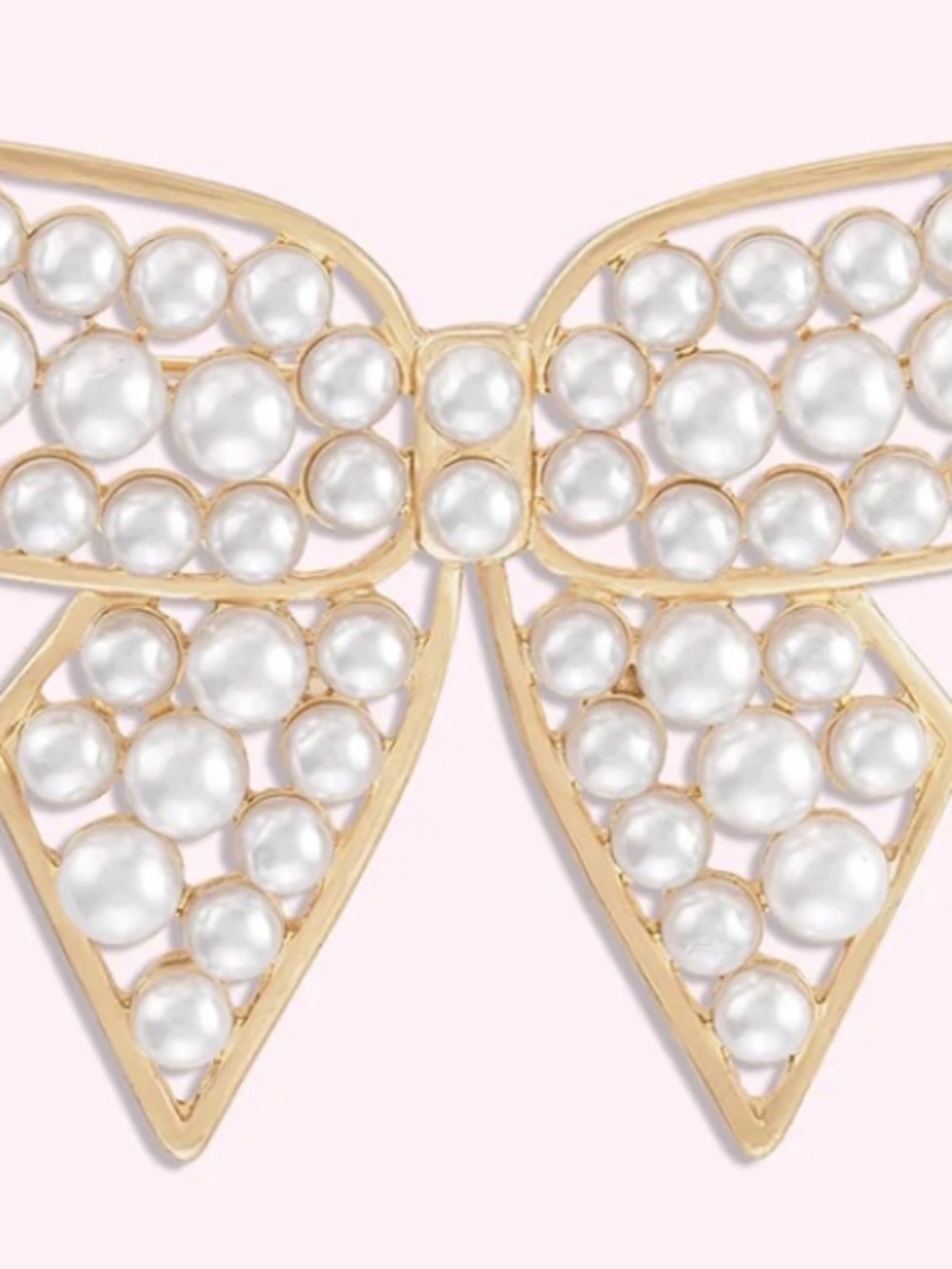 Stoney Clover Lane Feminine Classic Bow Pearl Gold Tone Brooch NWT
